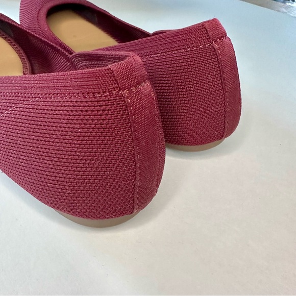 CYNTHIA ROWLEY Pointed Toe Knit Chelsea Slip In Burgundy Ballet Flat 9M - Picture 8 of 11